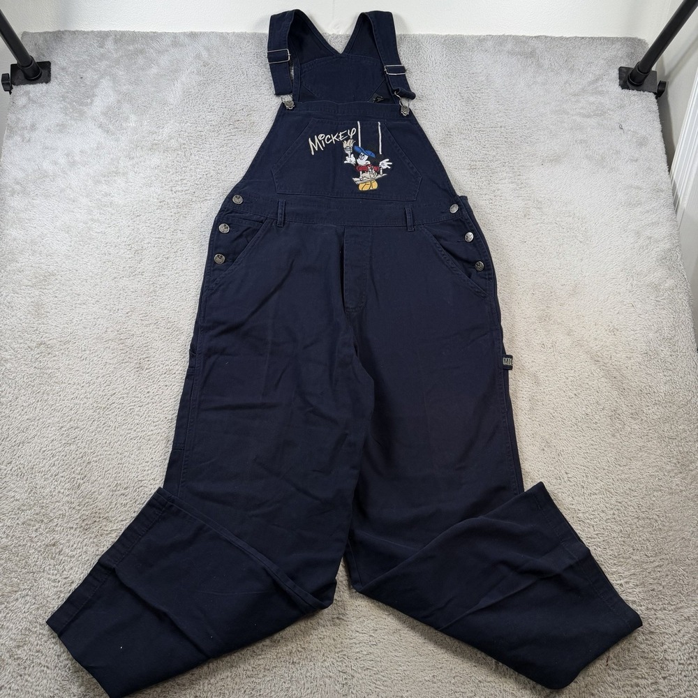VTG Disney Mickey Mouse Overall Adult Large Navy Blue Carpenter Cargo Unlimited